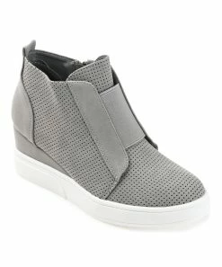 Journee Collection | Gray Pinhole Clara Wedge Sneaker - Women
