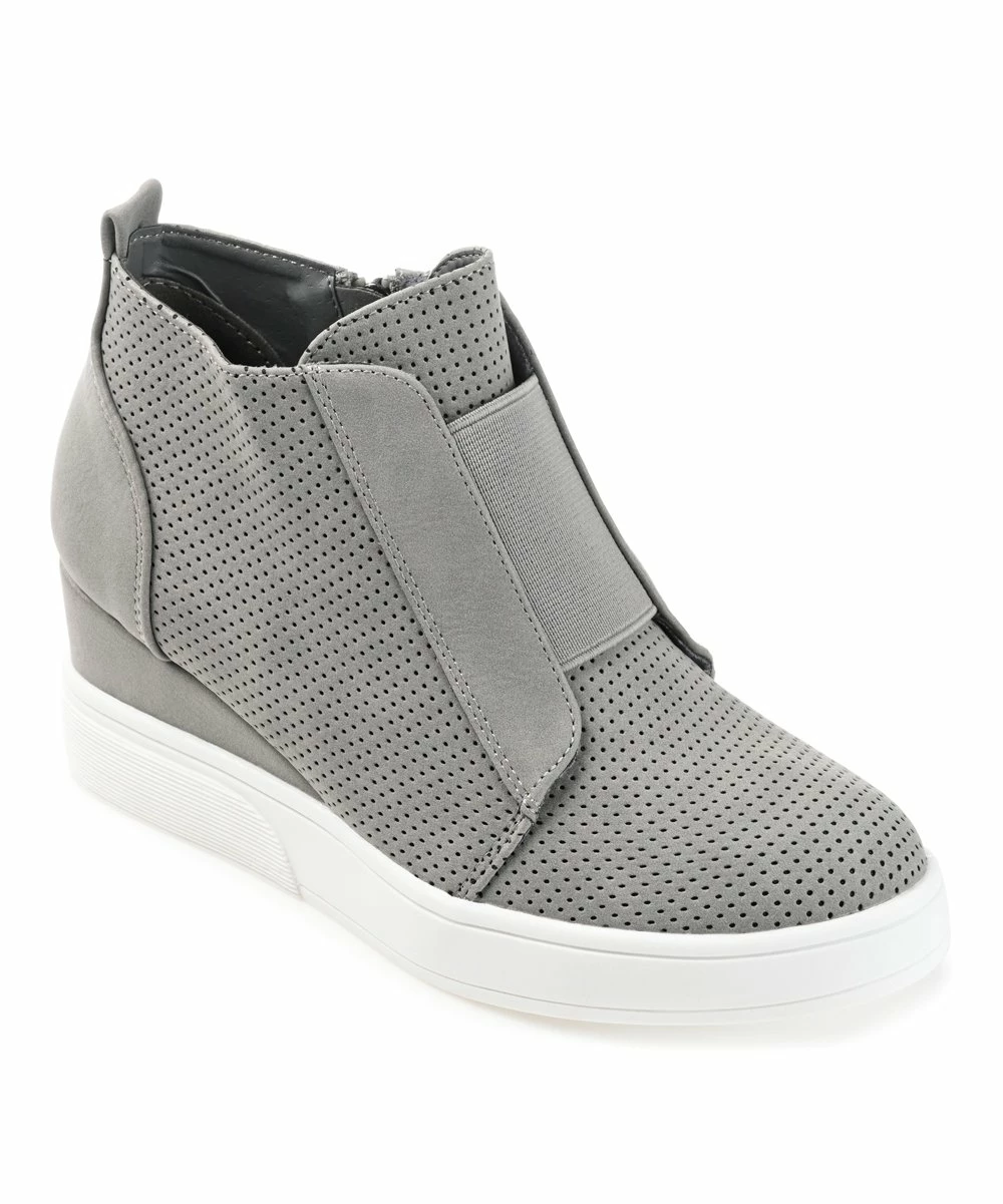 Journee Collection | Gray Pinhole Clara Wedge Sneaker - Women 3 Journee Collection | Gray Pinhole Clara Wedge Sneaker - Women