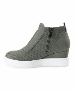 Journee Collection | Olive Pinhole Clara Wedge Sneaker - Women -High heel Store zu111149711 alt 2 tm1673549274