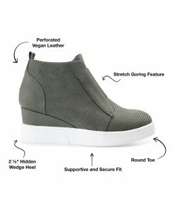 Journee Collection | Olive Pinhole Clara Wedge Sneaker - Women -High heel Store zu111149711 alt 4 tm1673549274