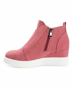 Journee Collection | Pink Pinhole Clara Wedge Sneaker - Women -High heel Store zu111149799 alt 3 tm1673549274