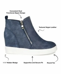 Journee Collection | Blue Pennelope Wedge Sneaker - Women -High heel Store zu111149827 alt 4 tm1673549274