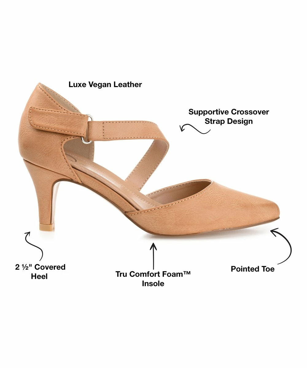 Journee Collection | Tan Crossed-Strap Tillis Pump - Women 7 Journee Collection | Tan Crossed-Strap Tillis Pump - Women - Image 5