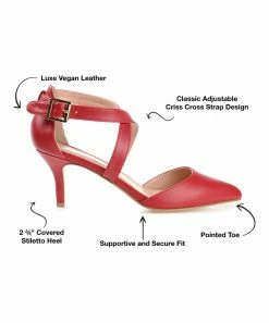 Journee Collection | Red Crisscross-Strap Riva Pump - Women -High heel Store zu111149960 alt 3 tm1673549769