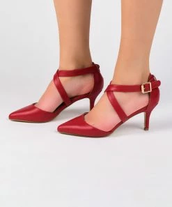 Journee Collection | Red Crisscross-Strap Riva Pump - Women -High heel Store zu111149960 alt 4 tm1673549769