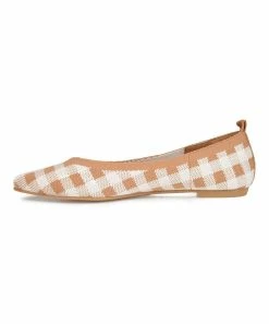 Journee Collection | Light Brown & White Gingham Tayleen Ballet Flat - Women -High heel Store zu111150181 alt 2 tm1669926838