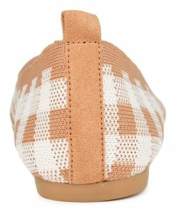 Journee Collection | Light Brown & White Gingham Tayleen Ballet Flat - Women -High heel Store zu111150181 alt 3 tm1669926838