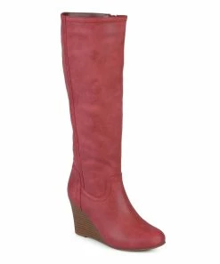 Journee Collection | Red Wide-Calf Wedge Boot - Women
