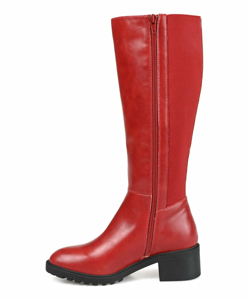 Journee Collection | Red Side-Zip Morgaan Wide-Calf Boot - Women 7 Journee Collection | Red Side-Zip Morgaan Wide-Calf Boot - Women - Image 5