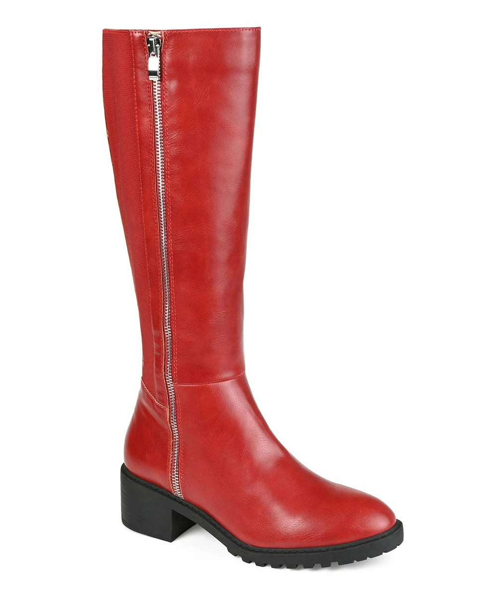 Journee Collection | Red Side-Zip Morgaan Wide-Calf Boot - Women 3 Journee Collection | Red Side-Zip Morgaan Wide-Calf Boot - Women