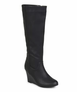 Journee Collection | Black Wide-Calf Wedge Boot - Women