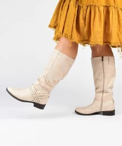 Journee Collection | Cognac Crisscross Meg Wide-Calf Knee-High Boot - Women -High heel Store zu111155067 alt 1 tm1670273983