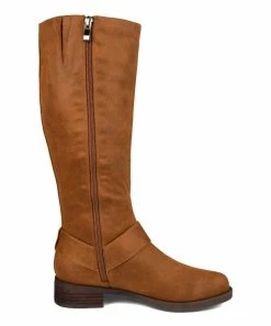 Journee Collection | Cognac Crisscross Meg Wide-Calf Knee-High Boot - Women -High heel Store zu111155067 alt 2 tm1670273983