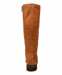 Journee Collection | Cognac Crisscross Meg Wide-Calf Knee-High Boot - Women -High heel Store zu111155067 alt 3 tm1670273983
