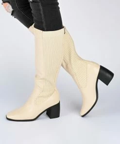 Journee Collection | Brown Ribbed-Panel Winny Extra-Wide Calf Boot - Women -High heel Store zu111156277 alt 4 tm1670273983