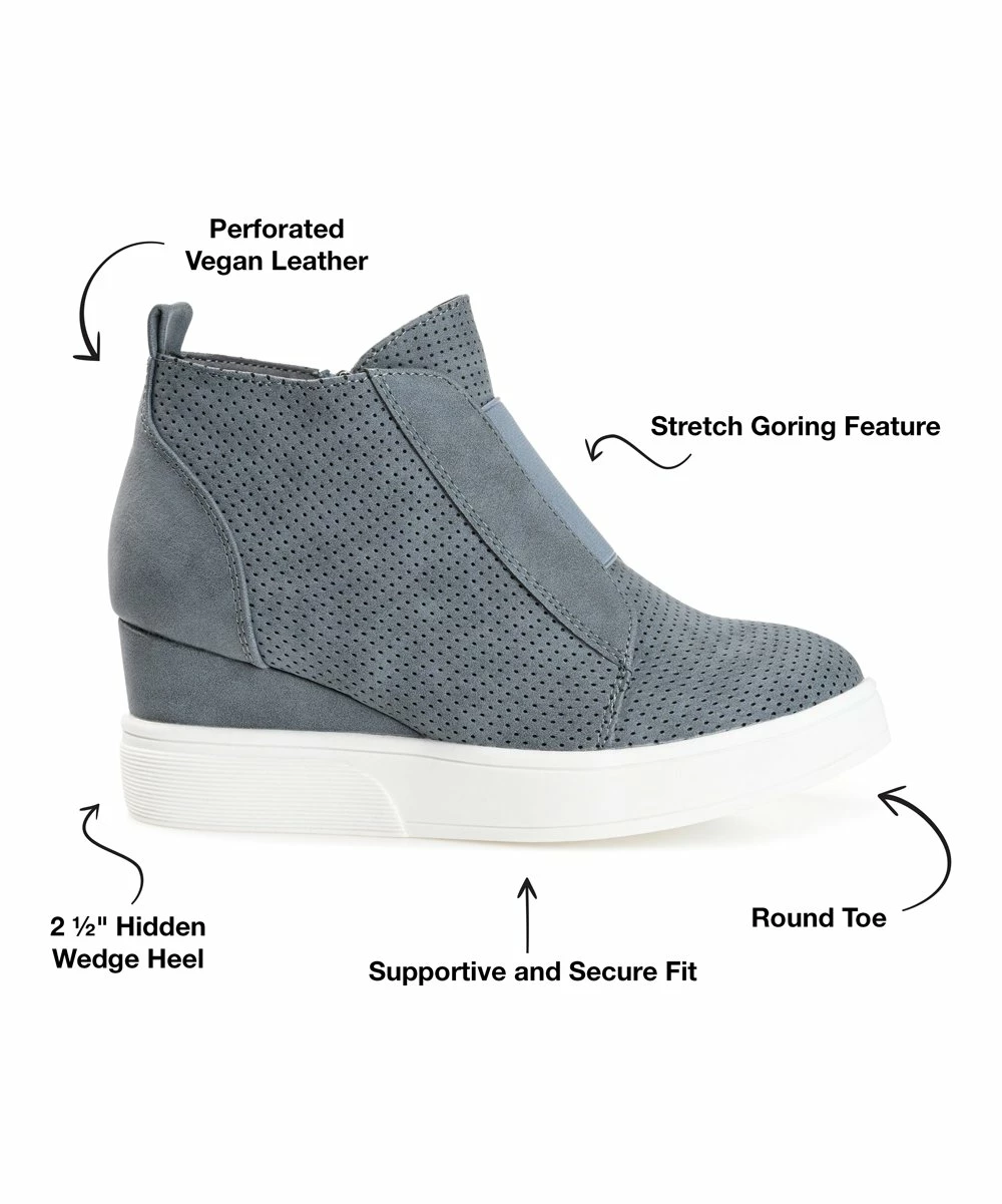 Journee Collection | Blue Pinhole Clara Wedge Sneaker - Women 6 Journee Collection | Blue Pinhole Clara Wedge Sneaker - Women - Image 4
