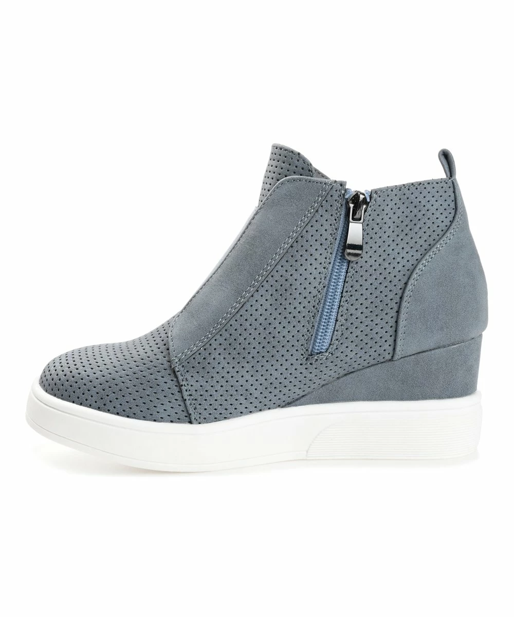 Journee Collection | Blue Pinhole Clara Wedge Sneaker - Women 7 Journee Collection | Blue Pinhole Clara Wedge Sneaker - Women - Image 5
