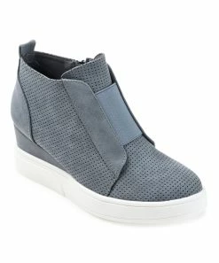 Journee Collection | Blue Pinhole Clara Wedge Sneaker - Women