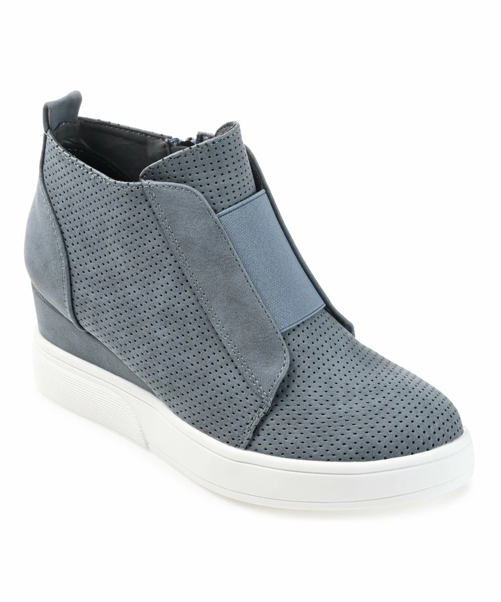 Journee Collection | Blue Pinhole Clara Wedge Sneaker - Women 3 Journee Collection | Blue Pinhole Clara Wedge Sneaker - Women