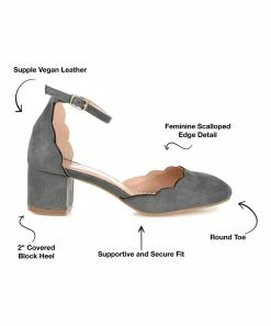 Journee Collection | Gray Scalloped Edna Pump - Women -High heel Store zu111157952 alt 1 tm1673549769