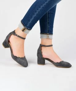 Journee Collection | Gray Scalloped Edna Pump - Women -High heel Store zu111157952 alt 2 tm1673549769