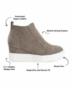 Journee Collection | Taupe Pinhole Clara Wedge Sneaker - Women -High heel Store zu111157969 alt 3 tm1673549769