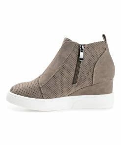 Journee Collection | Taupe Pinhole Clara Wedge Sneaker - Women -High heel Store zu111157969 alt 4 tm1673549769