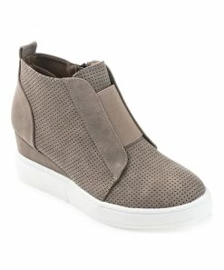 Journee Collection | Taupe Pinhole Clara Wedge Sneaker - Women