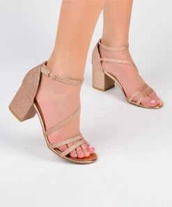 Journee Collection | Goldtone Shimmer Strappy Bella Sandal - Women -High heel Store zu111157973 alt 2 tm1673550690