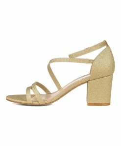 Journee Collection | Goldtone Shimmer Strappy Bella Sandal - Women -High heel Store zu111157973 alt 4 tm1673550690