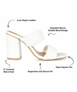 Journee Collection | White Braided-Strap Melissa Sandal - Women -High heel Store zu111158090 alt 2 tm1673550690