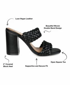 Journee Collection | Black Braided-Strap Melissa Sandal - Women -High heel Store zu111158162 alt 3 tm1673550690