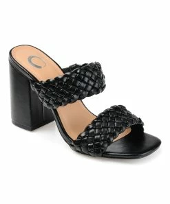 Journee Collection | Black Braided-Strap Melissa Sandal - Women