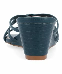 Journee Collection | Blue Blayke Wedge Slide - Women -High heel Store zu111769334 alt 3 tm1673623501