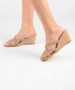 Journee Collection | Blush Baylen Wedge Slide - Women -High heel Store zu111769369 alt 4 tm1673623501