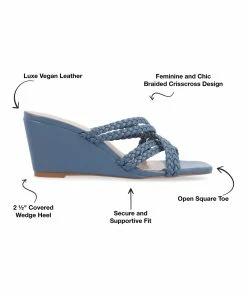 Journee Collection | Blue Baylen Wedge Slide - Women -High heel Store zu111769564 alt 3 tm1673623501
