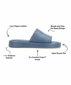 Journee Collection | Blue Denrie Platform Slide - Women -High heel Store zu111769655 alt 2 tm1673623501