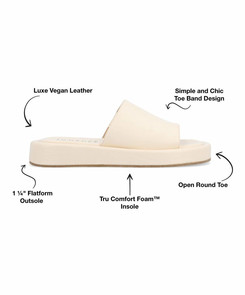 Journee Collection | Off-White Denrie Platform Slide - Women 4 Journee Collection | Off-White Denrie Platform Slide - Women - Image 2