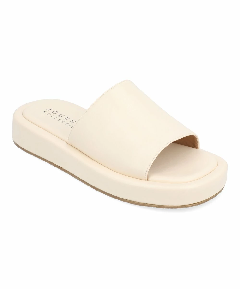 Journee Collection | Off-White Denrie Platform Slide - Women 3 Journee Collection | Off-White Denrie Platform Slide - Women