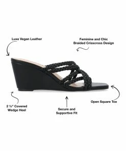 Journee Collection | Black Baylen Wedge Slide - Women -High heel Store zu111769729 alt 3 tm1673623501