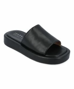 Journee Collection | Black Denrie Platform Slide - Women