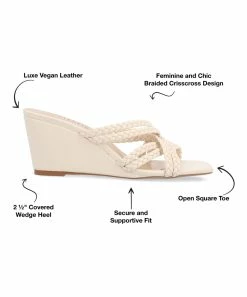 Journee Collection | Beige Baylen Wedge Slide - Women 10 Journee Collection | Beige Baylen Wedge Slide - Women -High heel Store zu111777318 alt 3 tm1673623501